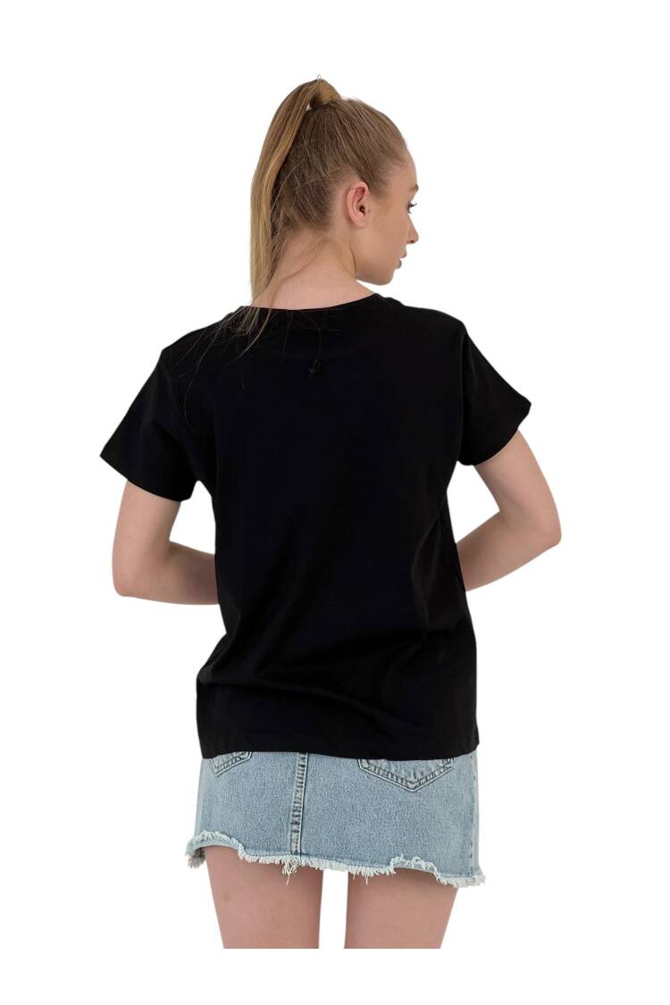 The Moment Printed Black Oversized T-shirt