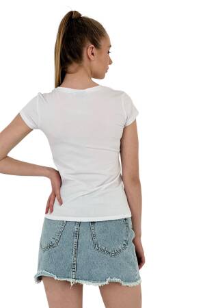 Thinking Printed Short Sleeve Slim Fuchsia T-Shirt - MISS POEM - Globality Store - Women Clothes Wholesale Turkey