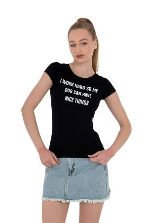 Summer Letter Print Short Sleeve SlimT-Shirt - MISS POEM - Globality Store - Women Clothes Wholesale Turkey