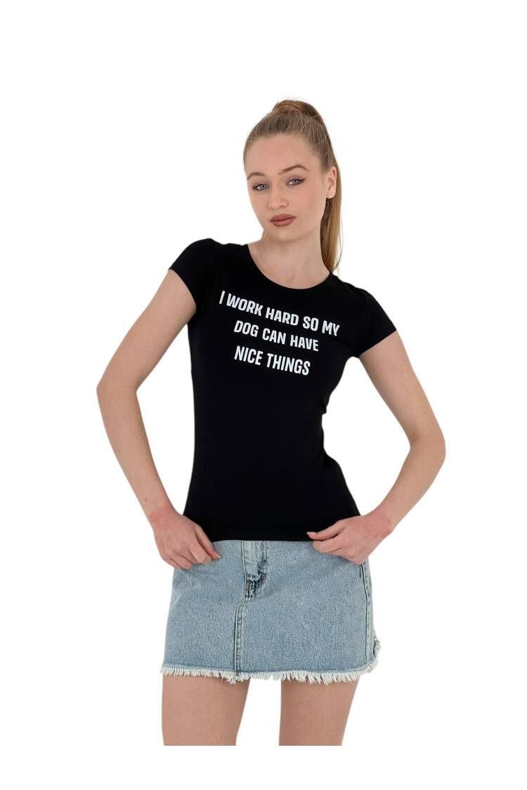 Summer Letter Print Short Sleeve SlimT-Shirt