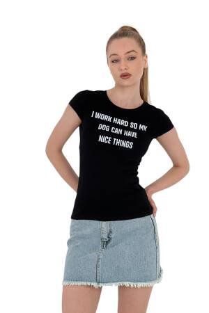 Summer Letter Print Short Sleeve SlimT-Shirt - MISS POEM - Globality Store - Women Clothes Wholesale Turkey