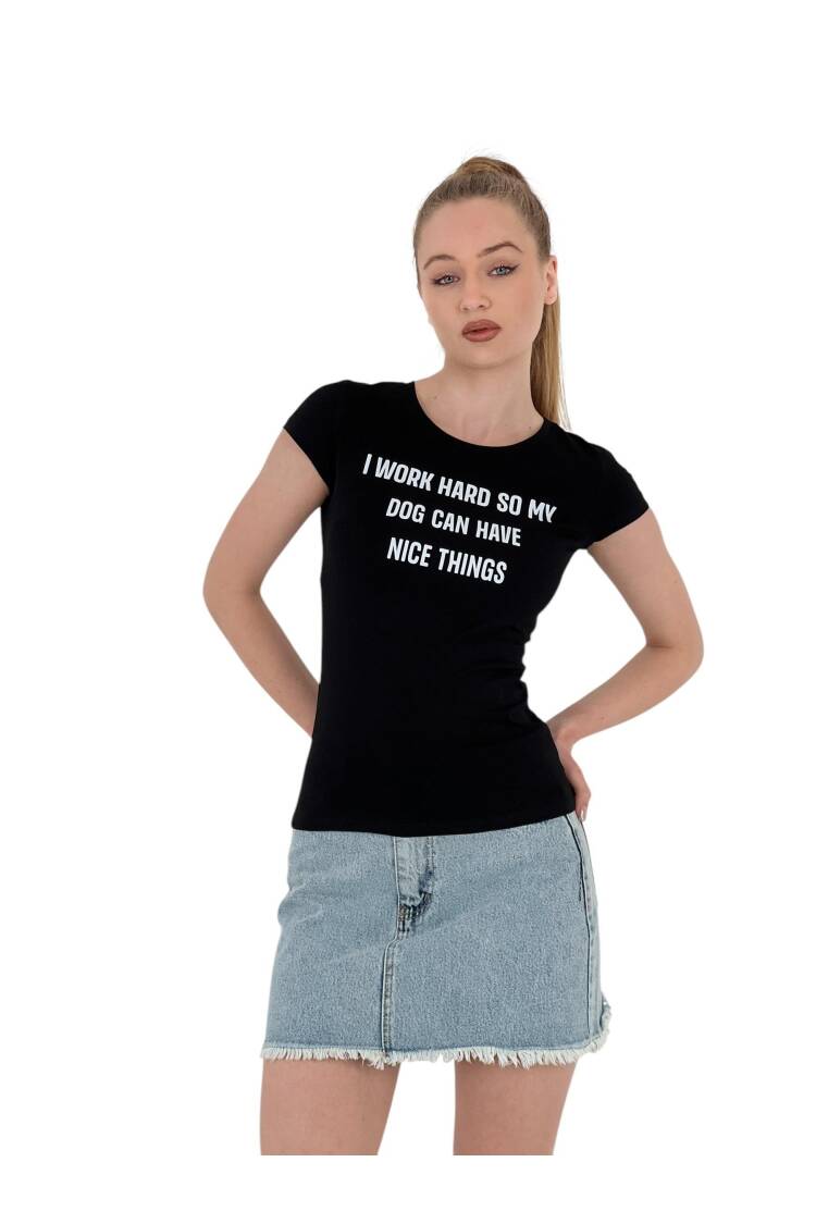 Summer Letter Print Short Sleeve SlimT-Shirt