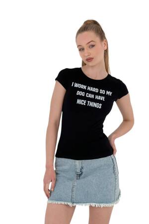 Summer Letter Print Short Sleeve SlimT-Shirt - MISS POEM - Globality Store - Women Clothes Wholesale Turkey