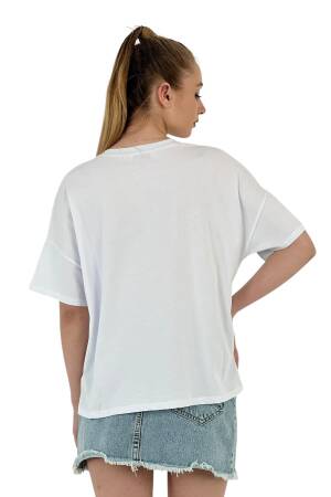 Teddy Bear Stone Printed Short Sleeve Loose Black T-Shirt - MISS POEM - Globality Store - Women Clothes Wholesale Turkey