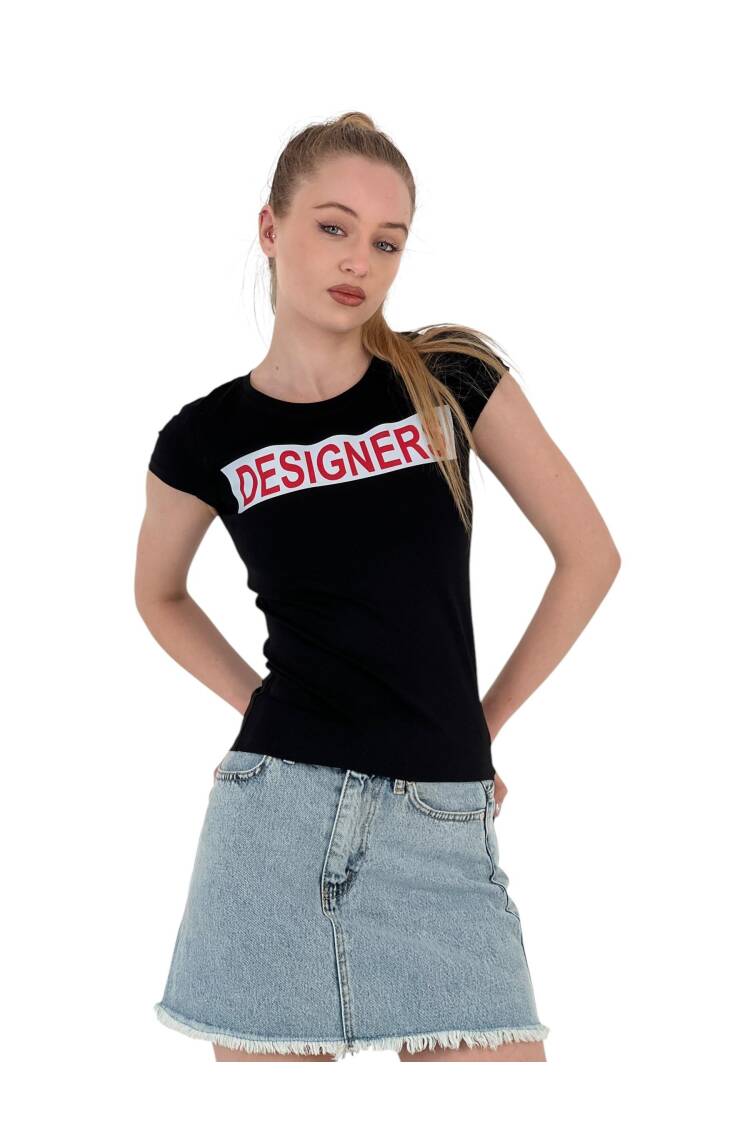 Summer Letter Print Short Sleeve SlimT-Shirt - MISS POEM - Globality Store - Women Clothes Wholesale Turkey