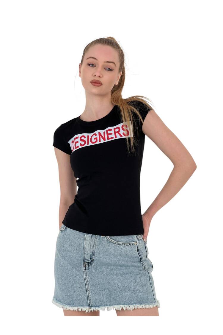 Summer Letter Print Short Sleeve SlimT-Shirt