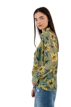 Floral Print Transparent Shirt - MISS POEM - Globality Store - Women Clothes Wholesale Turkey