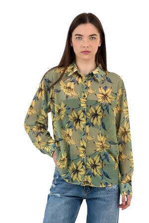 Floral Print Transparent Shirt - MISS POEM - Globality Store - Women Clothes Wholesale Turkey