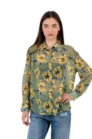 Floral Print Transparent Shirt - MISS POEM - Globality Store - Women Clothes Wholesale Turkey