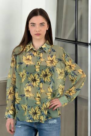 Floral Print Transparent Shirt - MISS POEM - Globality Store - Women Clothes Wholesale Turkey