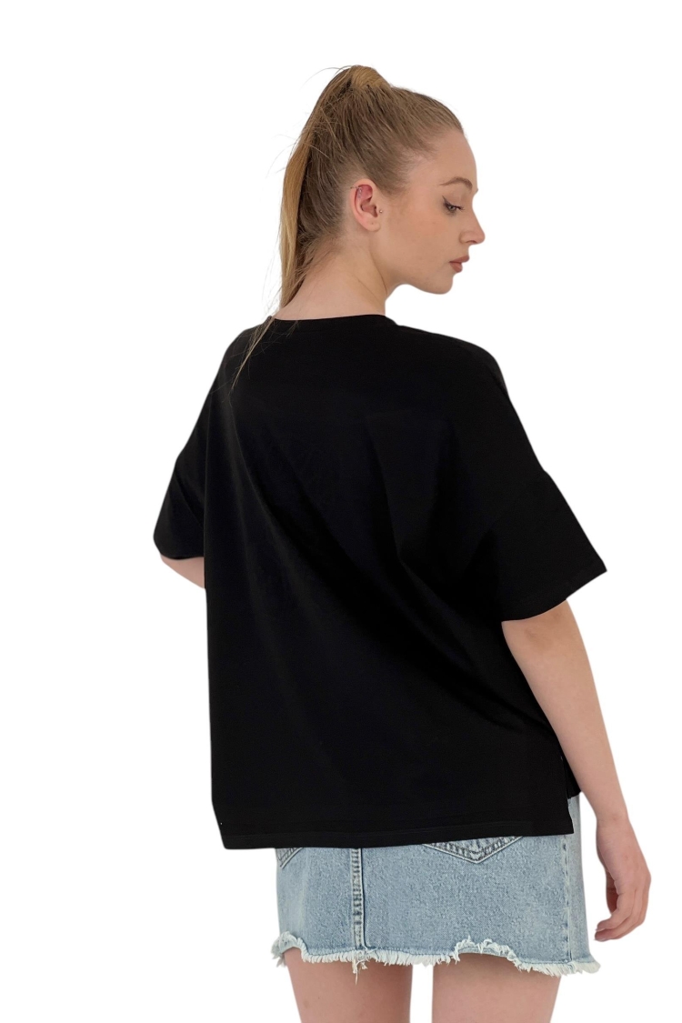 Teddy Bear Stone Printed Short Sleeve LooseT-Shirt