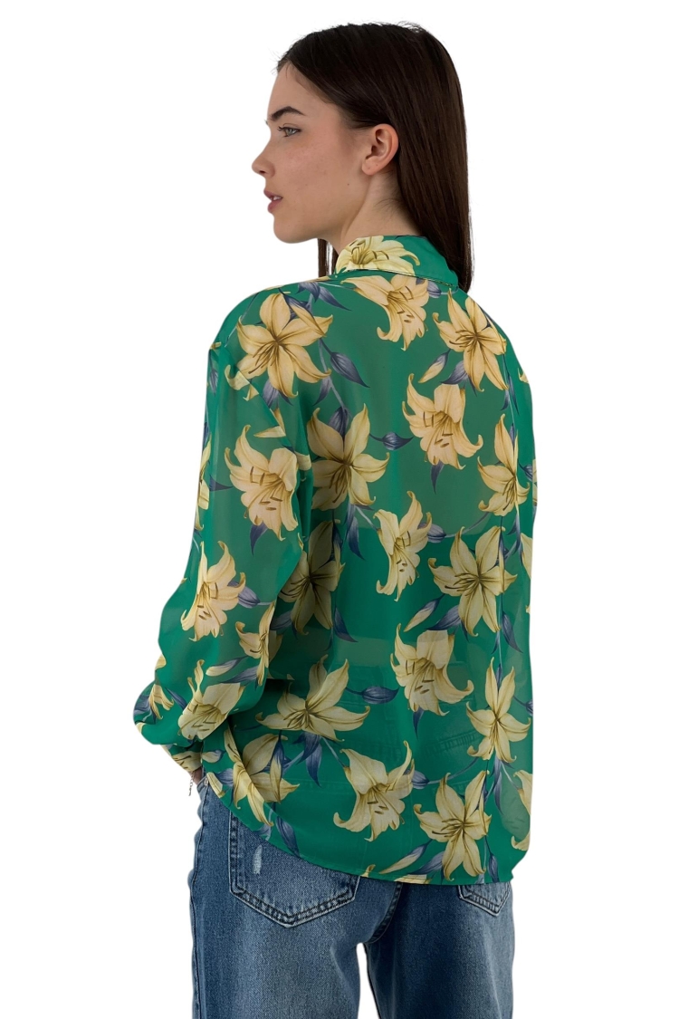 Floral Print Transparent Shirt