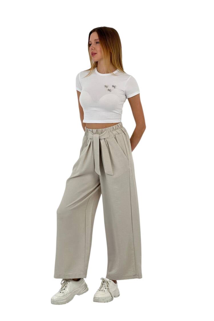 Wide Leg Belted Pants - MISS POEM - Globality Store - Women Clothes Wholesale Turkey
