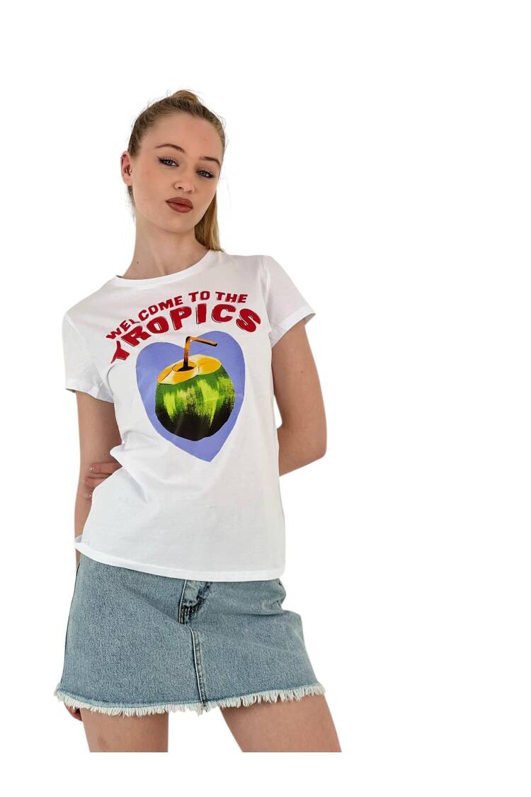 Fruit Printed Short Sleeve Summer Black T-shirt