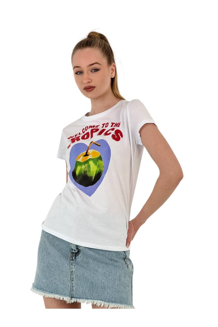 Fruit Printed Short Sleeve Summer Black T-shirt