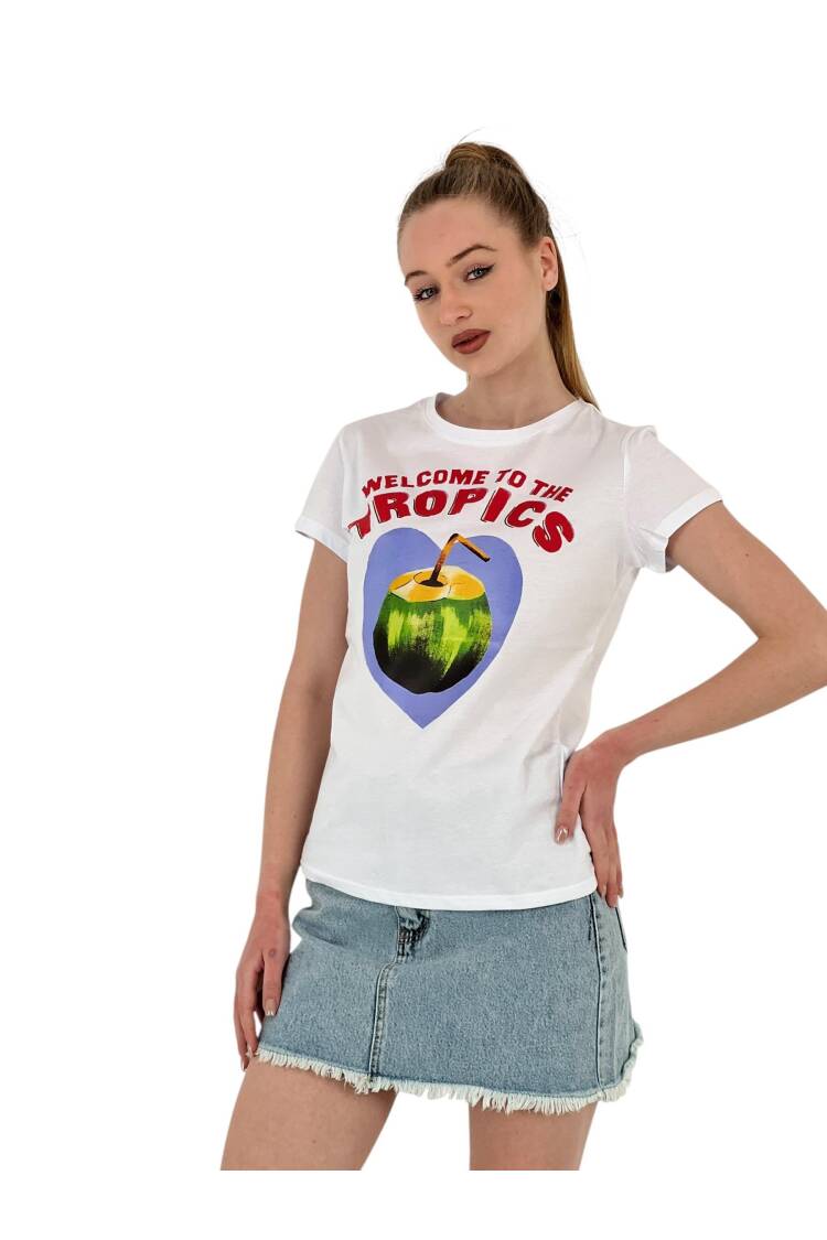 Fruit Printed Short Sleeve Summer Black T-shirt