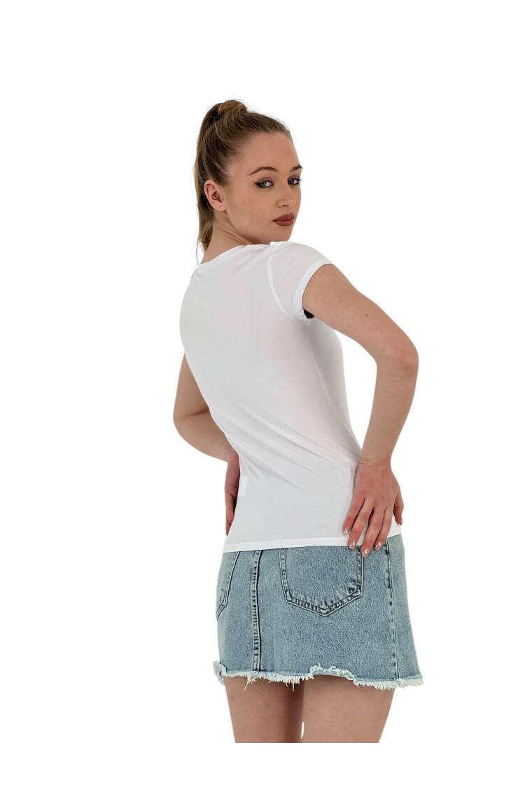 Summer Coffe Print Short Sleeve SkinnyT-Shirt
