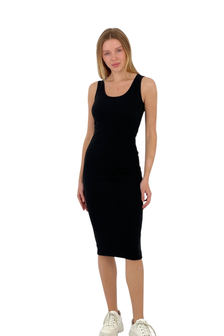 Black Straight Sleeveless Dress - MISS POEM - Globality Store - Women Clothes Wholesale Turkey