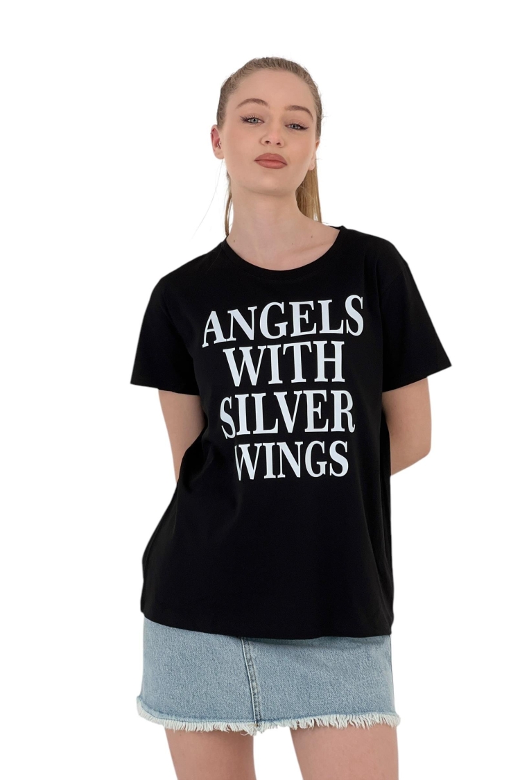 With Silver Wings PrintedT-shirt