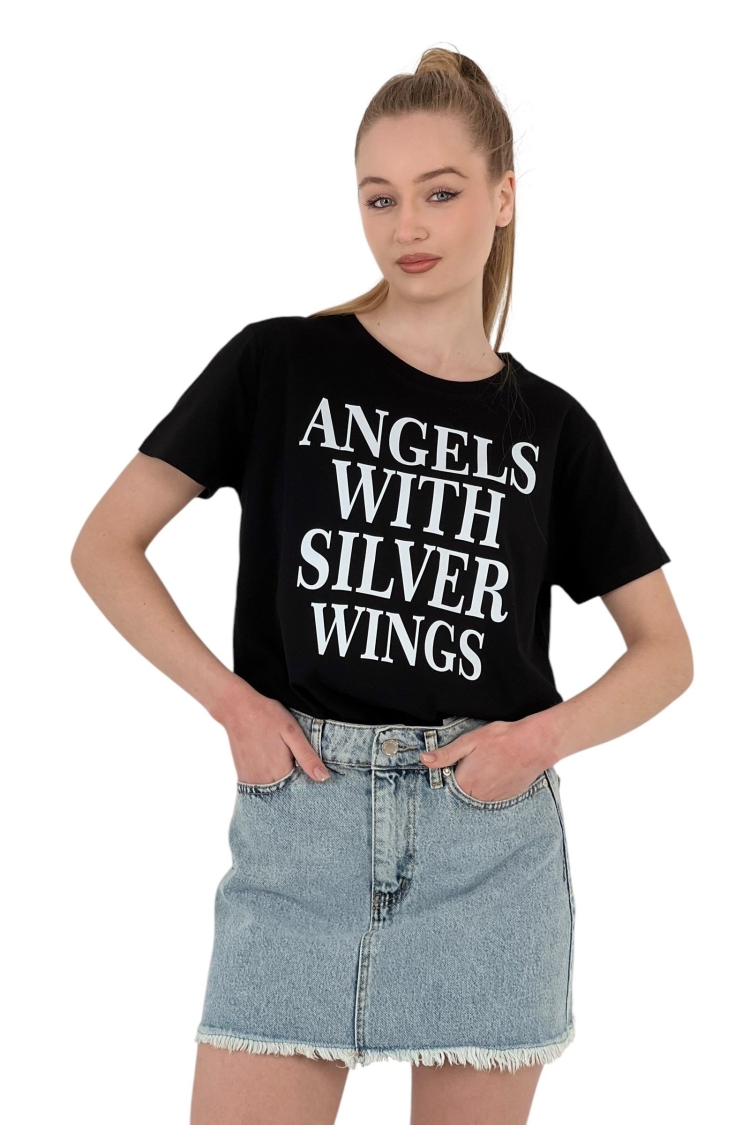 With Silver Wings PrintedT-shirt