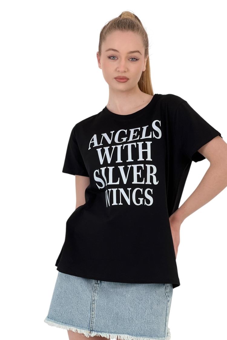 With Silver Wings PrintedT-shirt