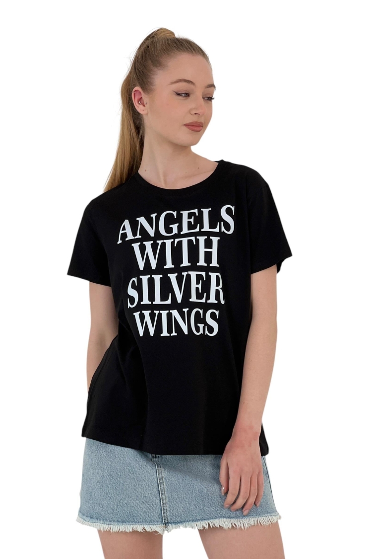 With Silver Wings PrintedT-shirt