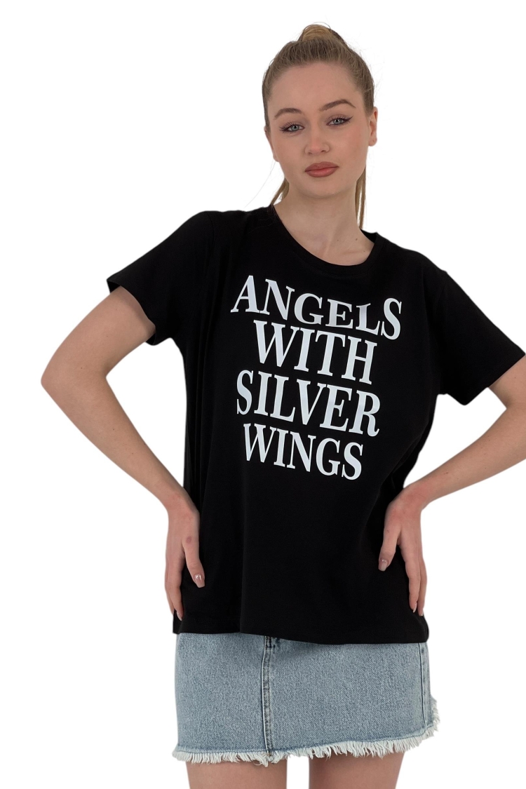 With Silver Wings PrintedT-shirt