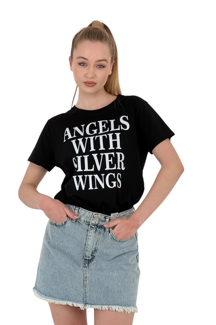 With Silver Wings PrintedT-shirt