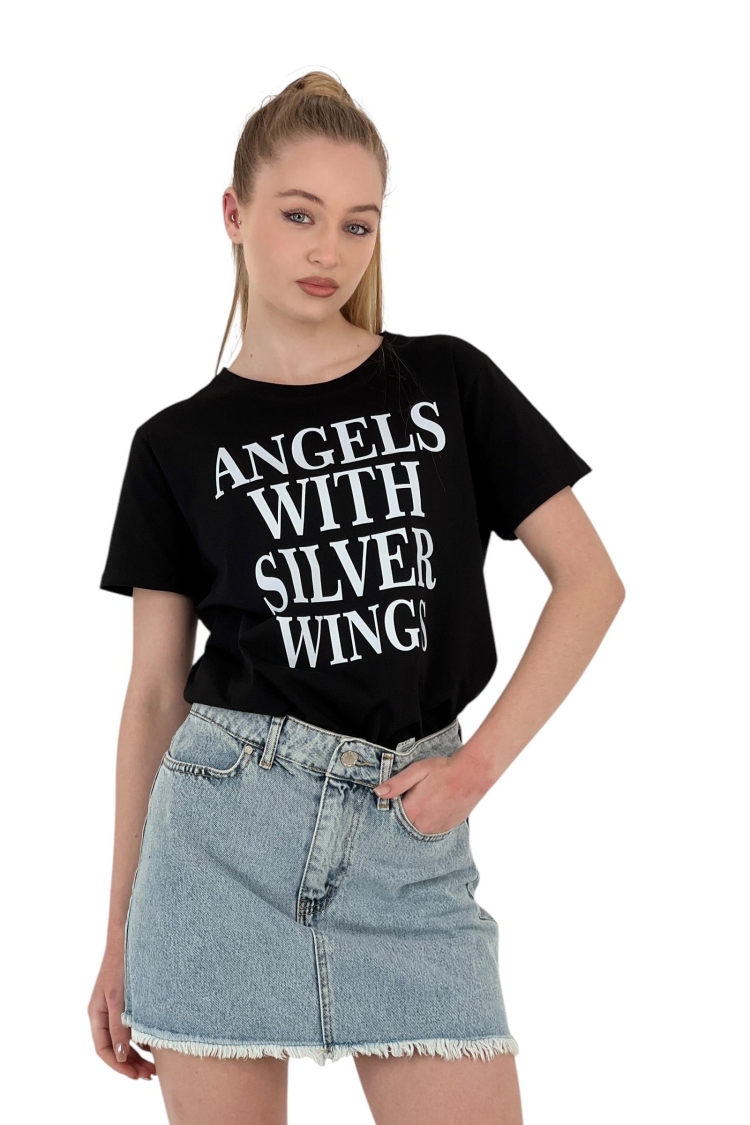 With Silver Wings PrintedT-shirt