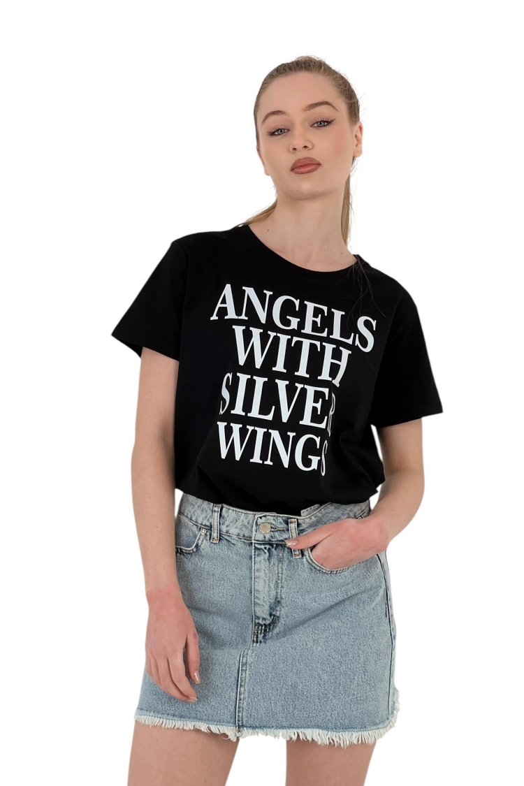 With Silver Wings PrintedT-shirt