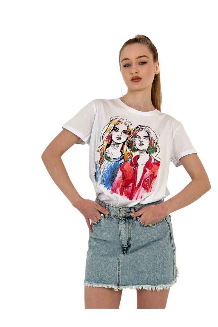 Illustration Printed T-shirt — Black &