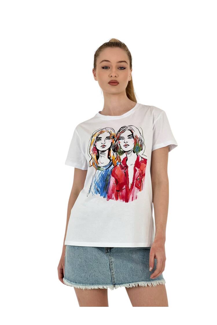 Illustration Printed T-shirt — Black &