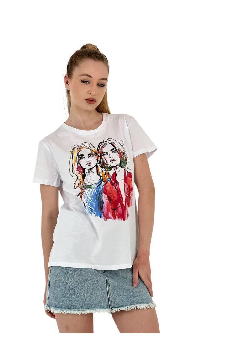 Illustration Printed T-shirt — Black &