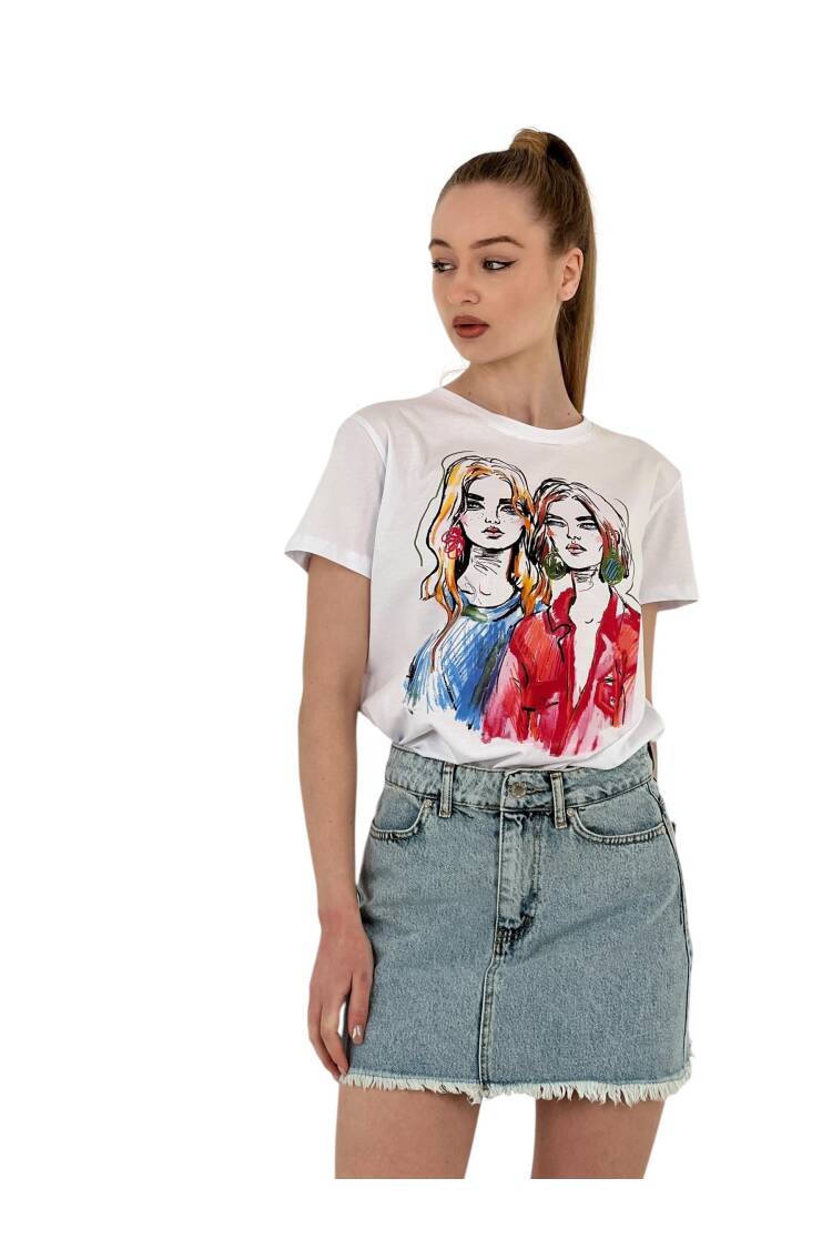 Illustration Printed T-shirt — Black &