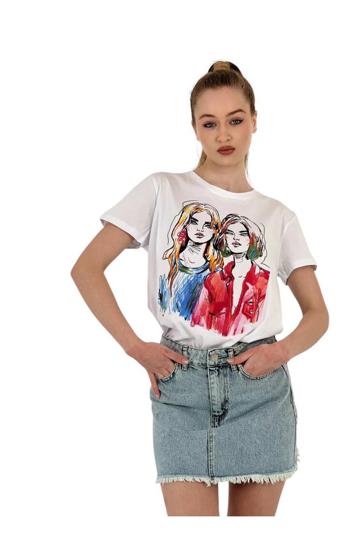 Illustration Printed T-shirt — Black &