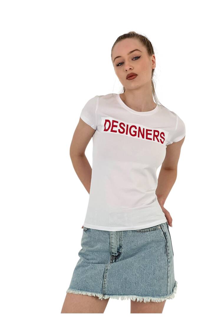 Summer Letter Print Short Sleeve Slim Black T-Shirt