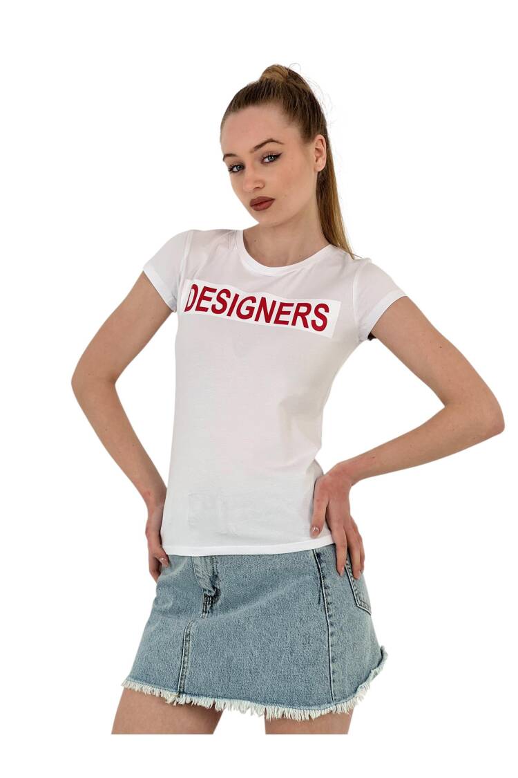 Summer Letter Print Short Sleeve Slim Black T-Shirt
