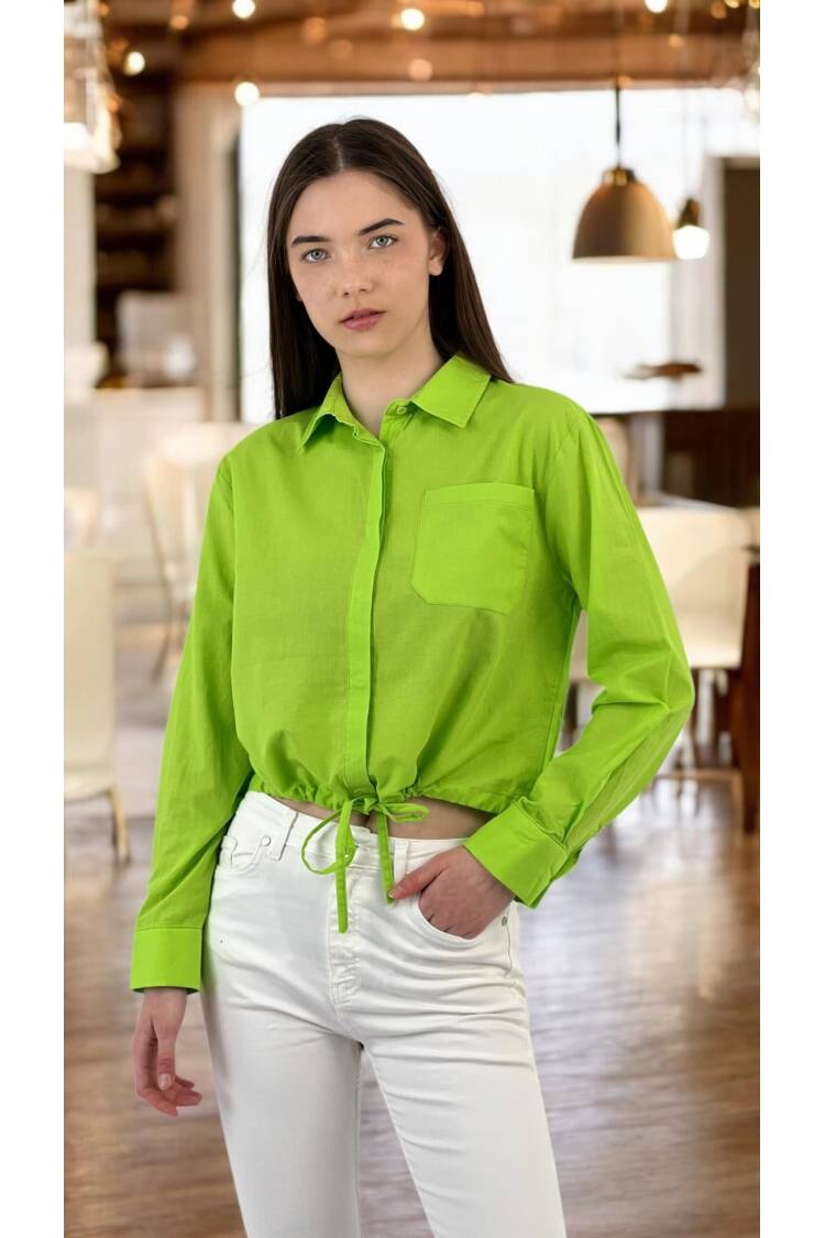 Ruffle Detailed Lace-up Shirt - Four Color Options - MISS POEM - Globality Store - Women Clothes Wholesale Turkey