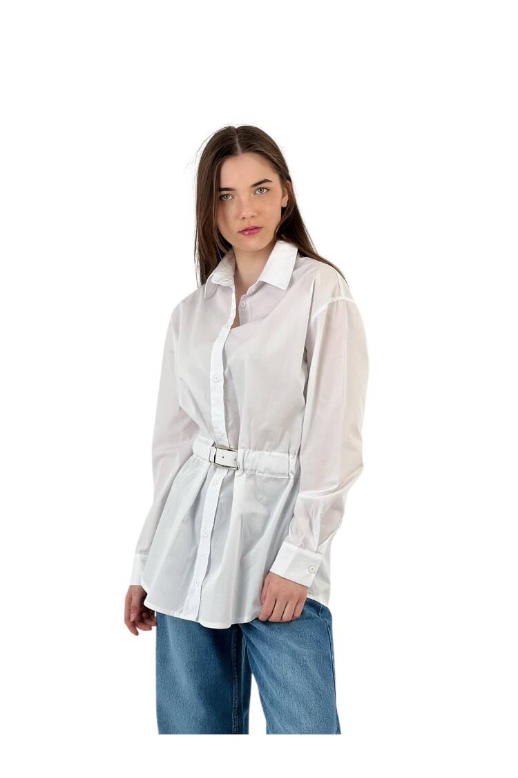 Detailed White Oversize Shirt