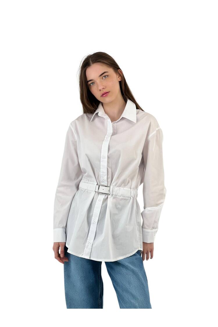 Detailed White Oversize Shirt