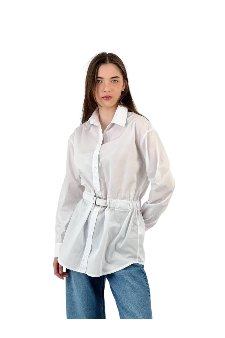 Detailed White Oversize Shirt