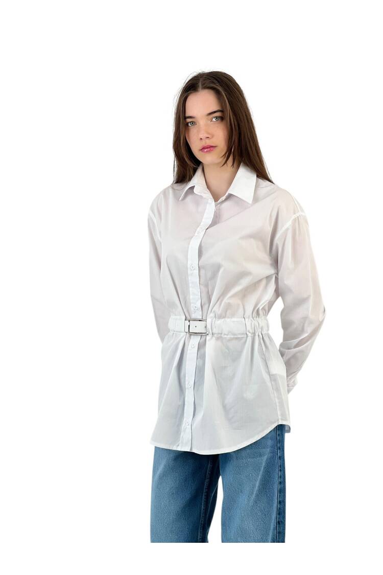 Detailed White Oversize Shirt