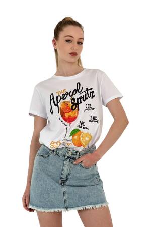 Spritz Printed T-Shirt — Black & - MISS POEM - Globality Store - Women Clothes Wholesale Turkey