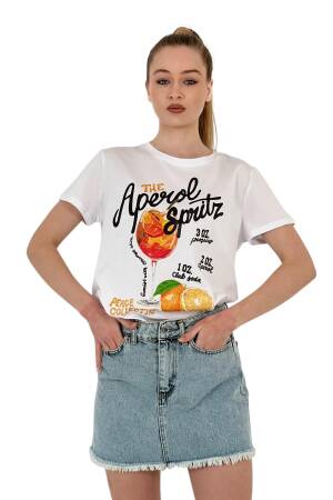 Spritz Printed T-Shirt — Black & - MISS POEM - Globality Store - Women Clothes Wholesale Turkey