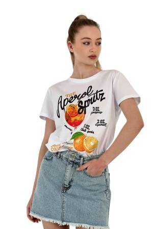 Spritz Printed T-Shirt — Black & - MISS POEM - Globality Store - Women Clothes Wholesale Turkey