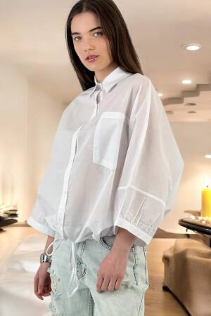 Lace Detailed Casual Fit Shirt - White - MISS POEM - Globality Store - Women Clothes Wholesale Turkey