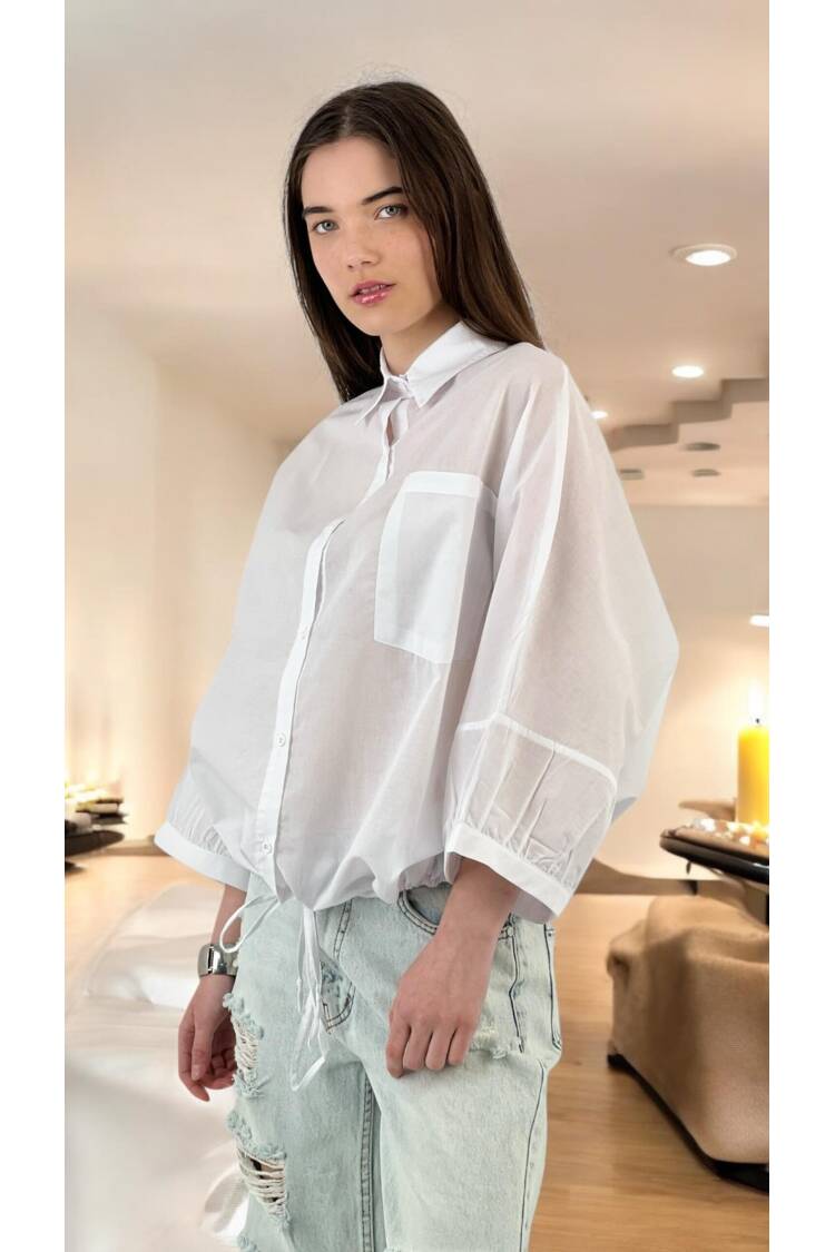 Lace Detailed Casual Fit Shirt - White - MISS POEM - Globality Store - Women Clothes Wholesale Turkey
