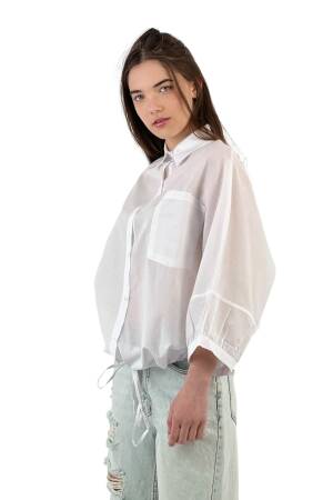 Lace Detailed Casual Fit Shirt - White - MISS POEM - Globality Store - Women Clothes Wholesale Turkey