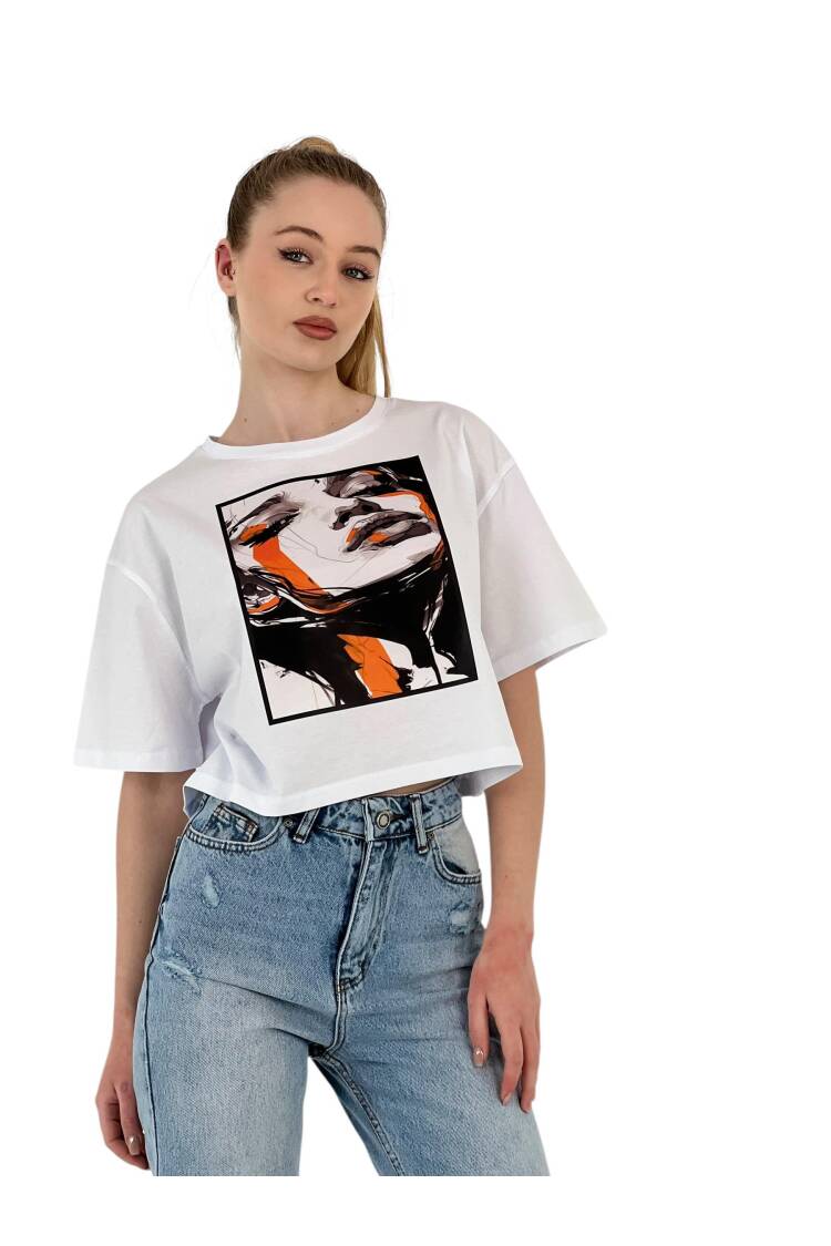 Art Printed Women's T-Shirt - MISS POEM - Globality Store - Women Clothes Wholesale Turkey