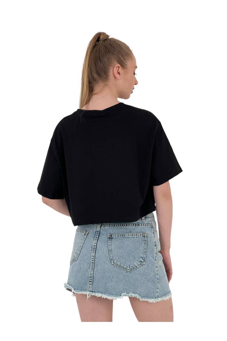 Oversize Letter Printed Short Crop T-Shirt